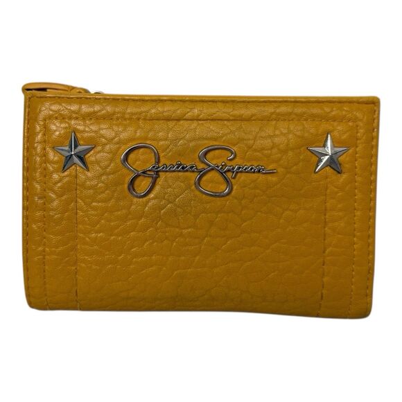 JESSICA SIMPSON WALLET WITH SNAP CLOSURE  ZIPPERED SECTION CARD SLOTS YELLOW 6x4 - Picture 9 of 13